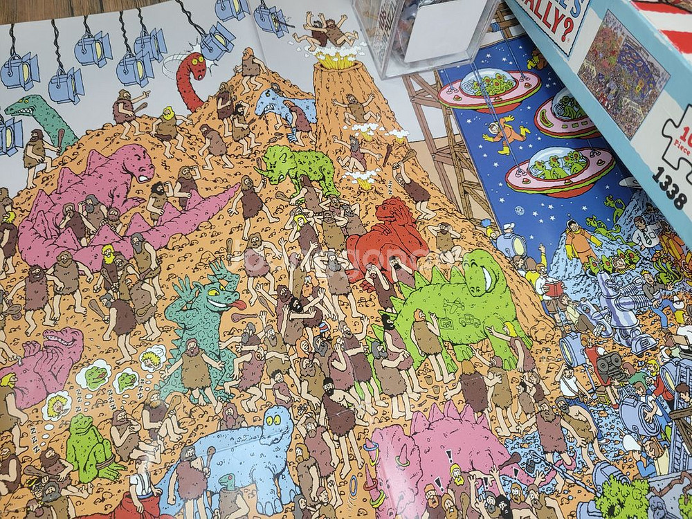 1000피스 직소퍼즐+108명작 월리를 찾아라 가족 게임 보드게임--4