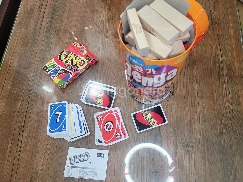 젠가Jenga+우노Uno 블럭 패밀리 가족 원목 카드 게임 보드--0