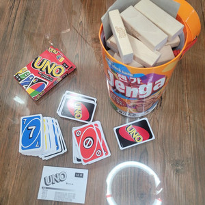 젠가Jenga+우노Uno 블럭 패밀리 가족 원목 카드 게임 보드