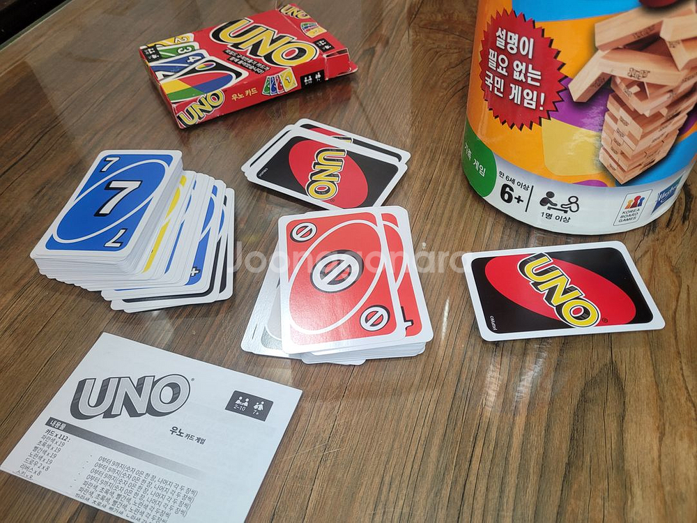 젠가Jenga+우노Uno 블럭 패밀리 가족 원목 카드 게임 보드--2