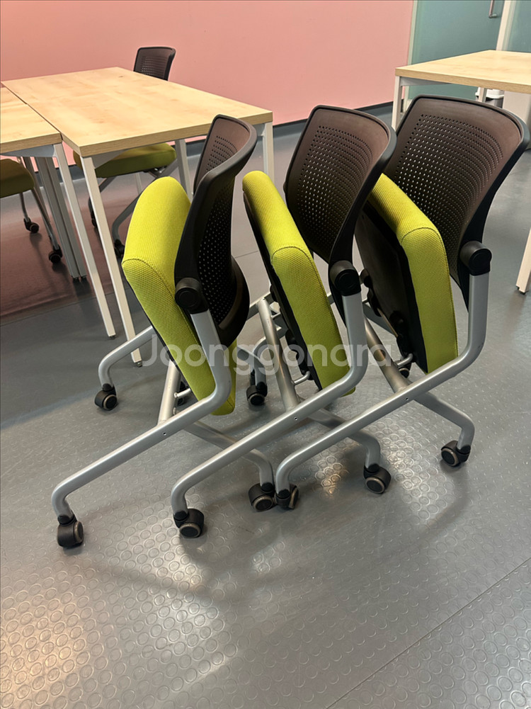강의 학생용 의자 12개일괄 연두색10개 파랑색2개--2