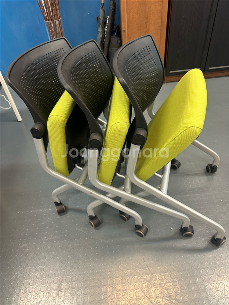 강의 학생용 의자 12개일괄 연두색10개 파랑색2개--5