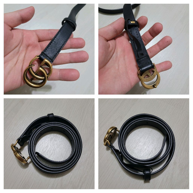 구찌 GG마몬트 블랙 여성 벨트 금장--2