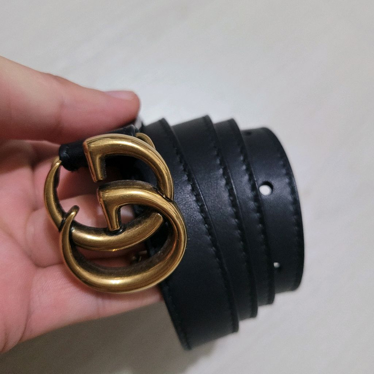 구찌 GG마몬트 블랙 여성 벨트 금장--1