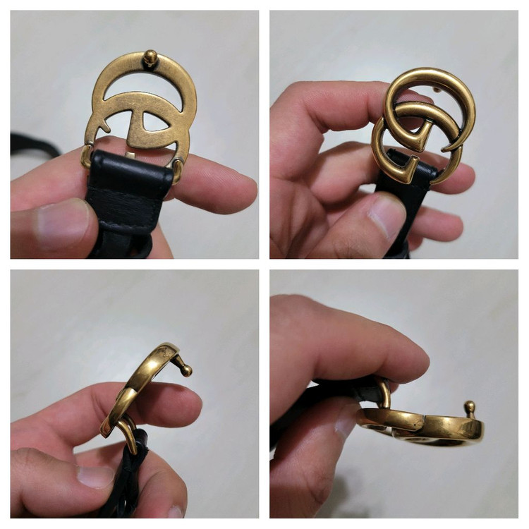 구찌 GG마몬트 블랙 여성 벨트 금장--3