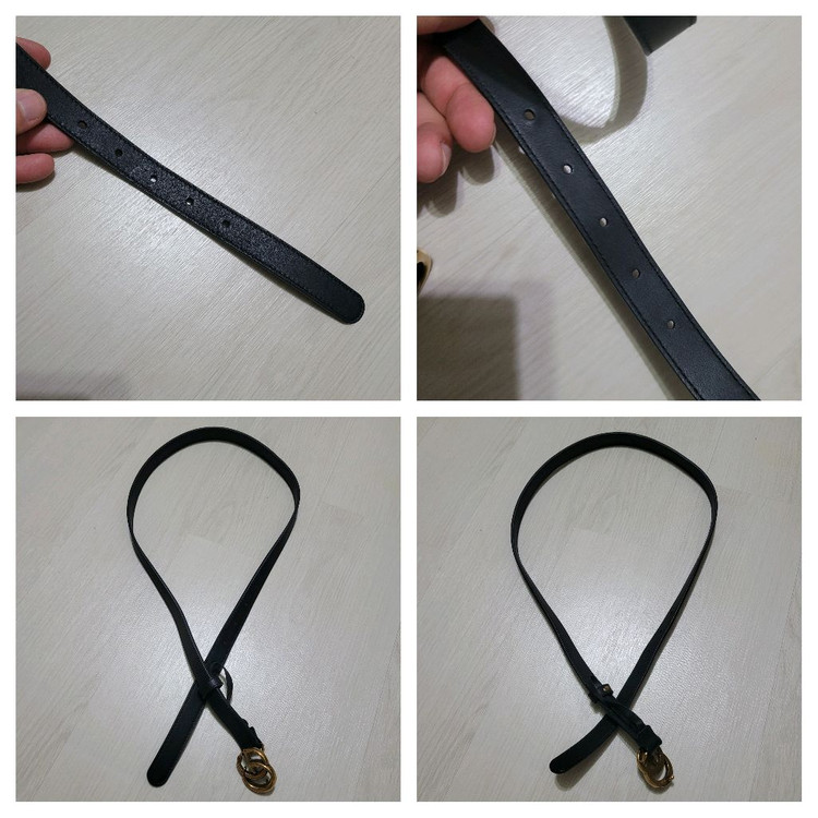 구찌 GG마몬트 블랙 여성 벨트 금장--6