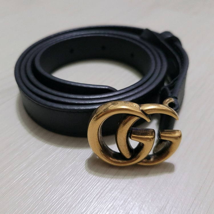 구찌 GG마몬트 블랙 여성 벨트 금장--0