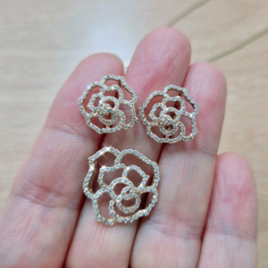 14k 옐로골드 골저스 장미 펜던트 귀걸이세트(1.123돈)