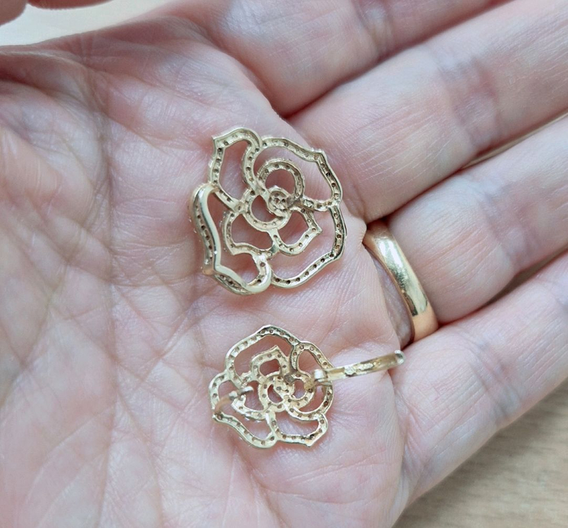 14k 옐로골드 골저스 장미 펜던트 귀걸이세트(1.123돈) 이미지