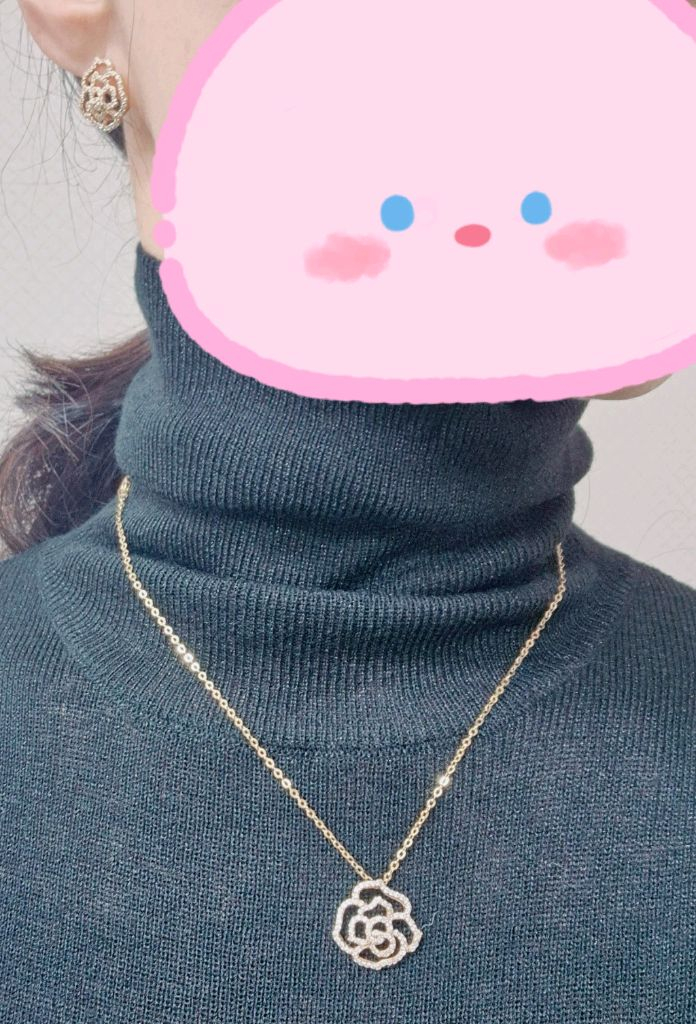 14k 옐로골드 골저스 장미 펜던트 귀걸이세트(1.123돈) 이미지