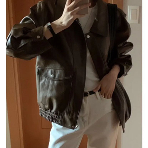 [새상품] 엔뉴엘 깨죽이 이너프 레가드 레더 자켓 브라운 이미지