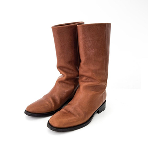 [35] YSL 생로랑 여성 레더 클래식 하이 레그 가죽 롱 부츠 브라운