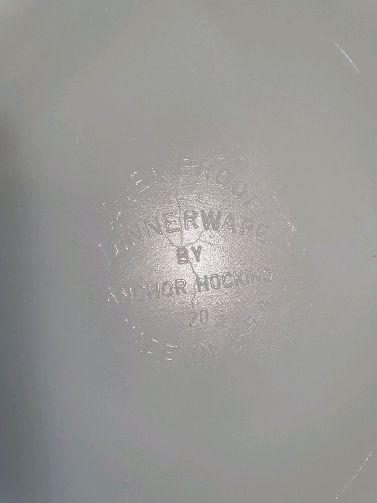 빈티지 앵커호킹 Anchor Hocking 밀크 글라스 접시 골든 쉘 Golden Shell 이미지