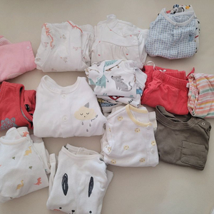 아기내복 조끼 반팔바디수트 바지 65~90 일괄