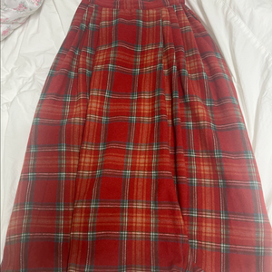 플리츠 체크 패턴 롱스커트