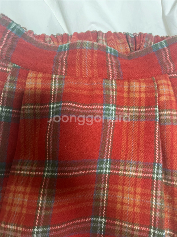 플리츠 체크 패턴 롱스커트--2