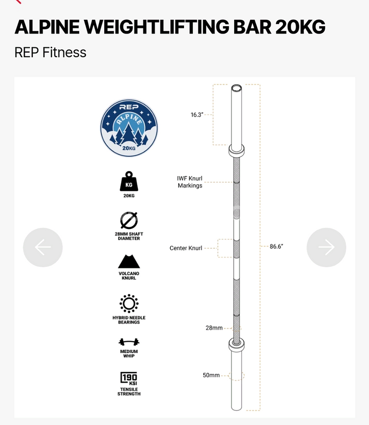 REP 알파인 스테인리스 역도바벨 스텐바벨--1
