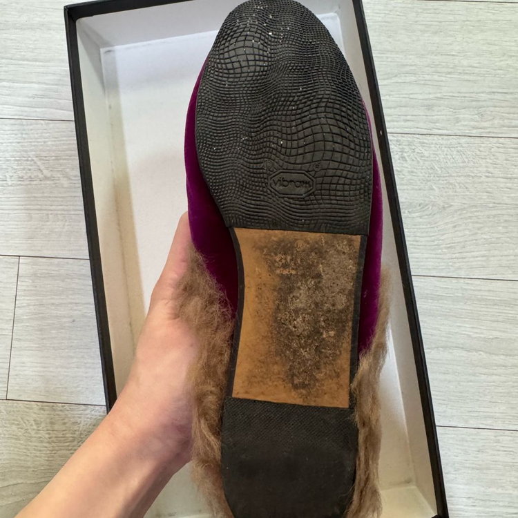 구찌 벨벳 털 슬리퍼--1