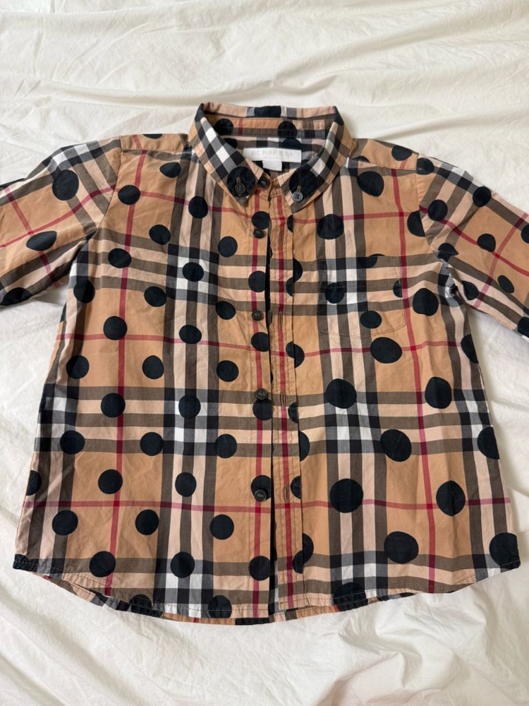 버버리 체크 도트 셔츠 3y (100cm)--0