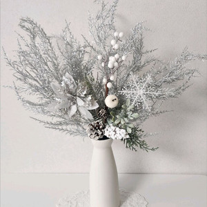 새상품)화이트 크리스마스 조화 도자기 화병