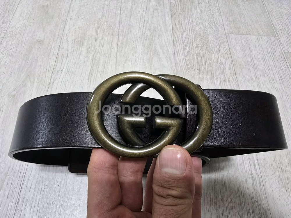 (정품) 구찌 GG 버클 벨트 80사이즈 (명품 가죽 남자 허리띠)--0