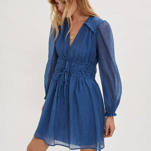 플리츠플리즈 블루 플레어 원피스