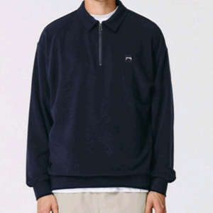 (XL)골스튜디오 플리스 카라 하프집업 긴팔 티셔츠 네이비