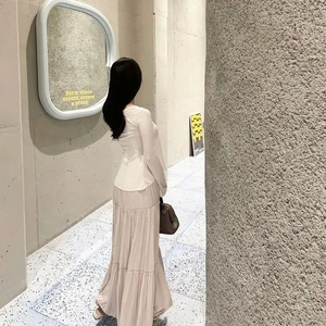 [새상품] HK 새틴 캉캉 맥시 롱스커트 수입의류 블랙