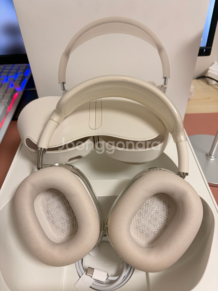 에어팟 맥스2 스타라이트 풀박스 거치대 케이스 포함--1