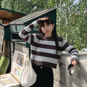 언더비 quiny twist 스트라이프 니트 (민트초코)