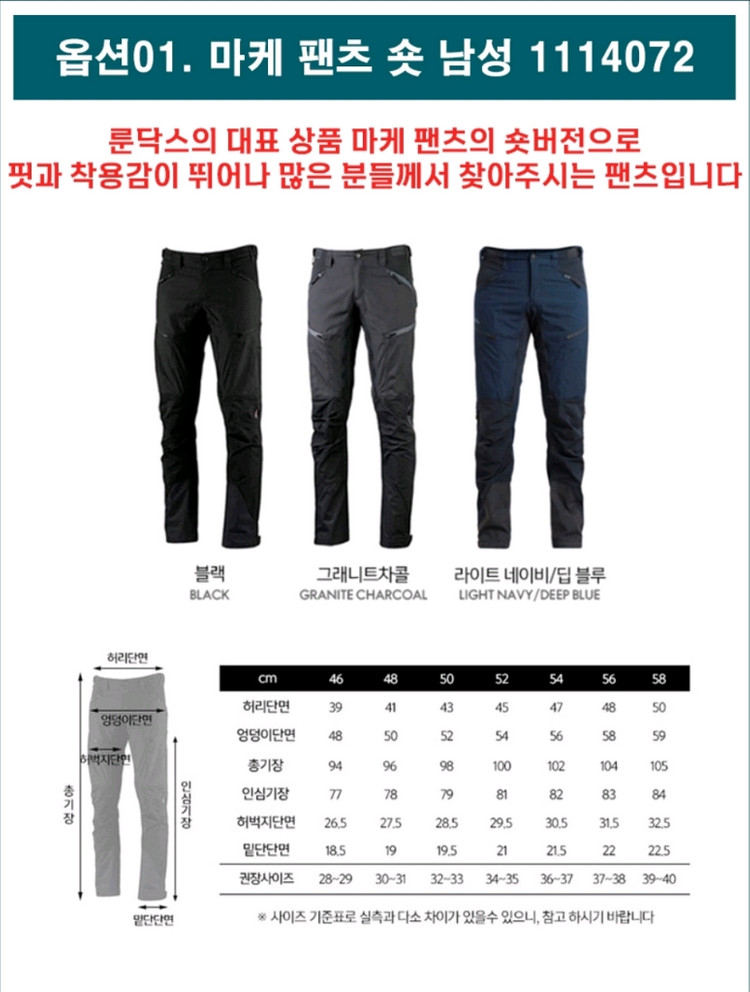 룬닥스 마케 팬츠 50 숏 (1회 착용)--7