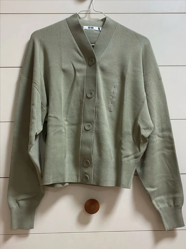 유니클로 르메르 U 쇼트 가디건 카키 L 새상품 uniqlo 이미지