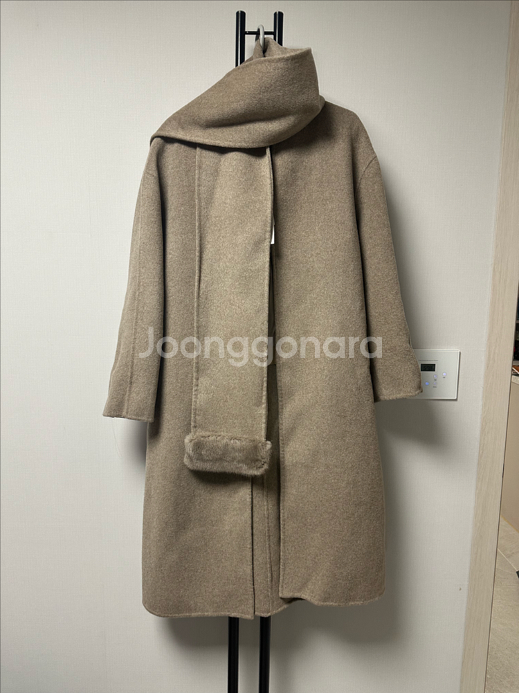 W9 핸드메이드 캐시미어 리얼밍크 머플러 코트-M사이즈 (새상품)--0