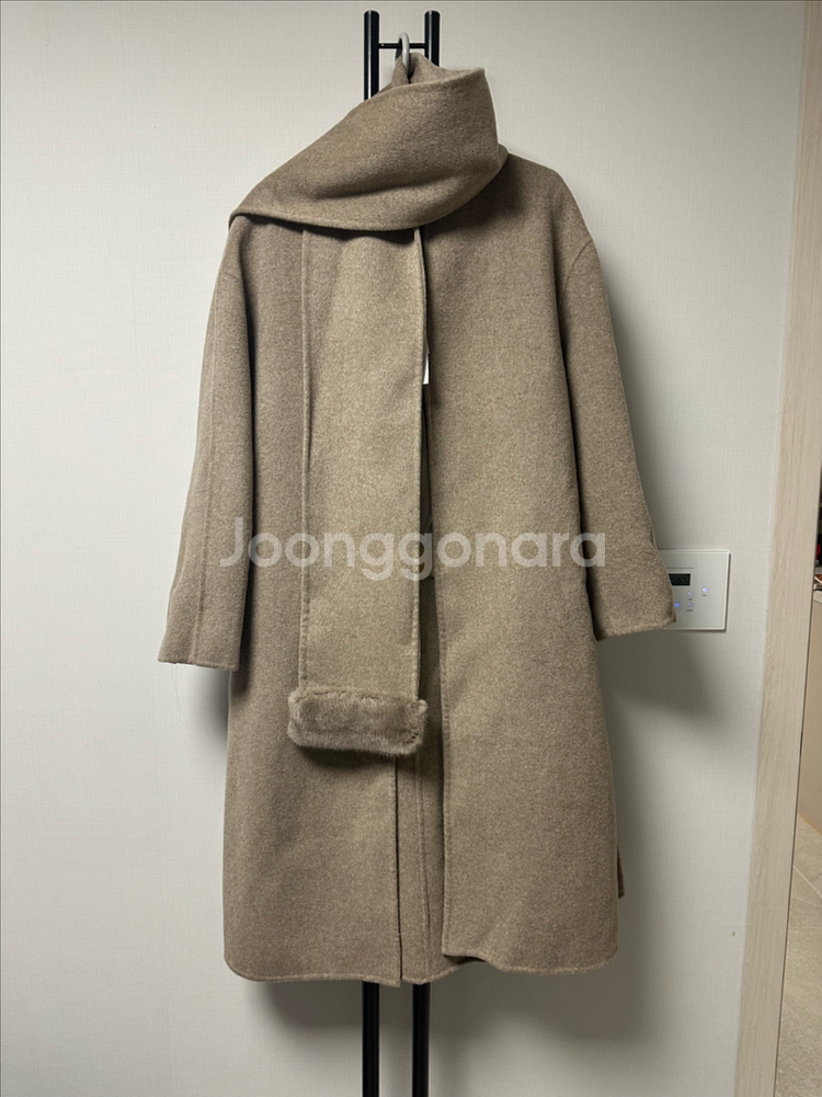 W9 핸드메이드 캐시미어 리얼밍크 머플러 코트-M사이즈 (새상품)--1