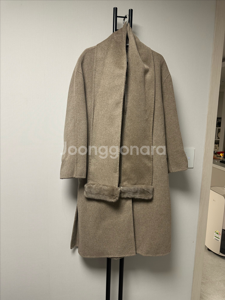 W9 핸드메이드 캐시미어 리얼밍크 머플러 코트-M사이즈 (새상품)--2