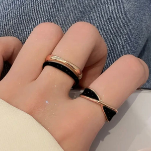 골드/블랙 오픈링 반지 1+1 세트 남녀공용