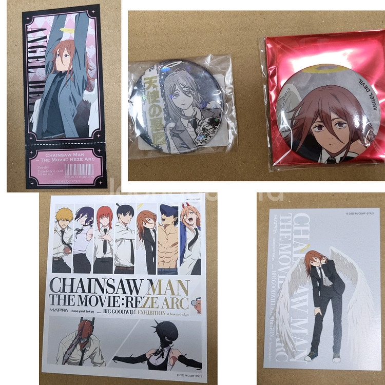 일괄)체인소맨 천사의 악마 텐시 캔뱃지 베이스야드 대교류전 올스타 츠타야 티켓 엽서 특전--0