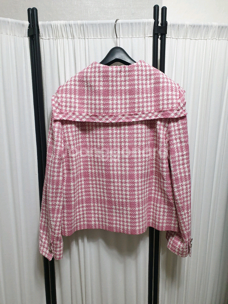 럭키슈에뜨 토글 체크 트위드 자켓/38--2