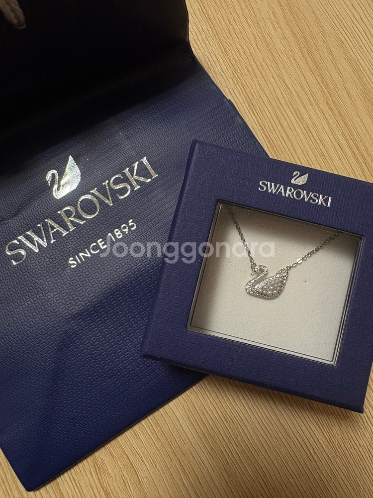 스와로브스키 스완 목걸이 정품--0