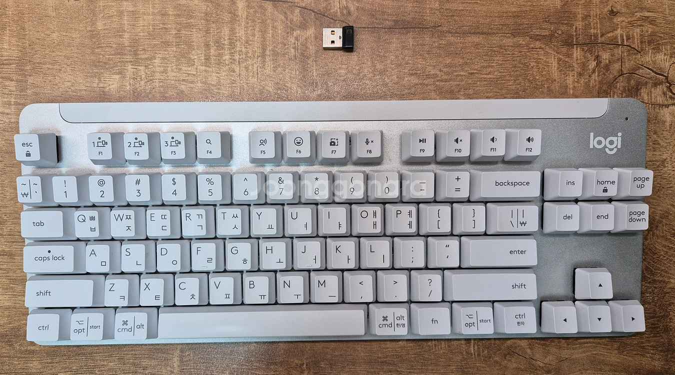 로지텍 무선 블루투스 텐키리스 키보드 K855 (화이트 흰색, 적축) 팝니다--0