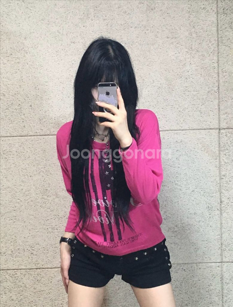 십자 글리터 빈티지 프린팅 티셔츠--0