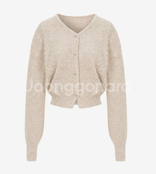 베이지 니트 가디건 free--0