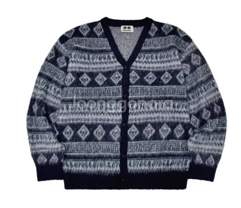 패턴 니트 가디건 네이비 free--0