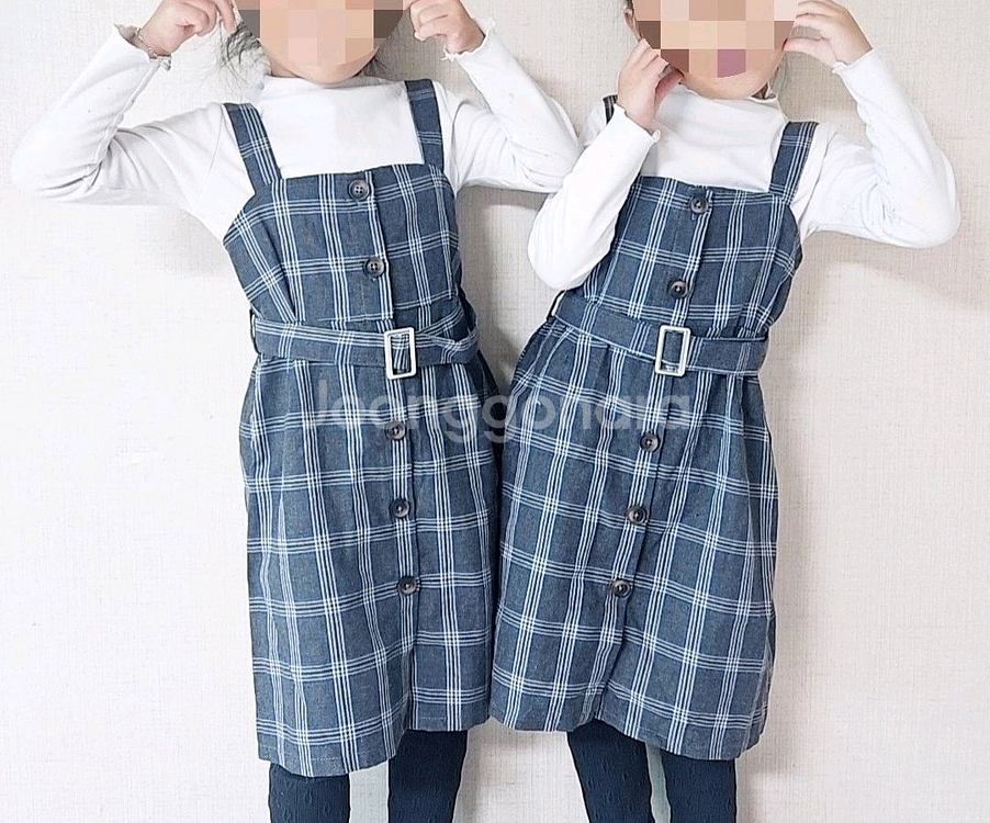 쌍둥이 멜빵치마 110--0