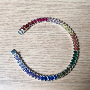 925실버 레인보우 젬스톤 테니스 팔찌