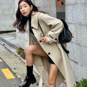 올리브데올리브 빅카라 핸드메이드코트 캐시미어블렌드