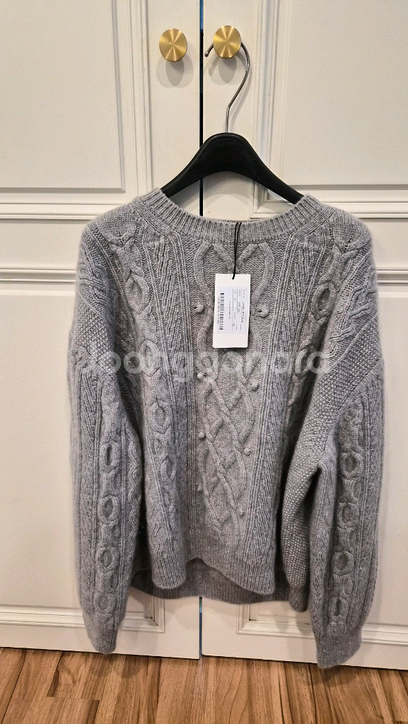 한섬 더캐시미어 캐시미어 블렌드 케이블 폼폼 니트 탑--2