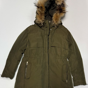 여성 한섬 SJSJ 구스다운 너구리 퍼 후드 패딩