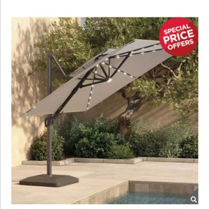 앳레저 LED 캔틸레버 사각 우산, 지름 3.0m,페블