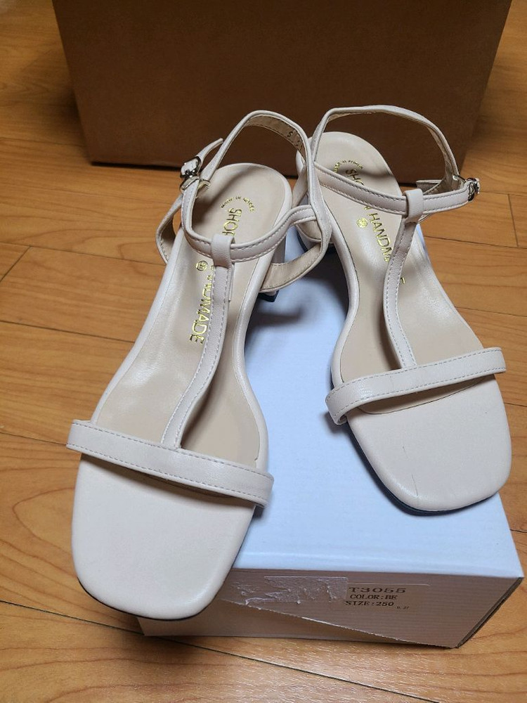 T스트랩 샌들 베이지 235mm--2